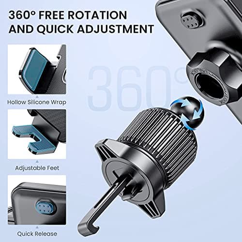 Support Téléphone Voiture de Qualité Militaire Porte Téléphone Rotatif à 360 Degrés pour Grille D'aération de Voiture (N