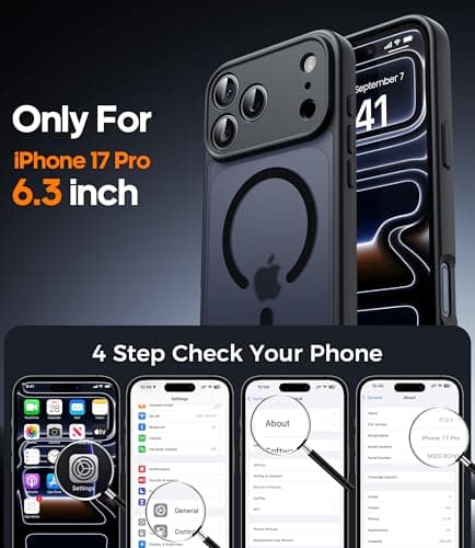 Coque Magnétique FLLAO pour iPhone 17 Pro Noir | 2 Verres Trempés + Protection MagSafe | Protection Totale et Étui Mat T