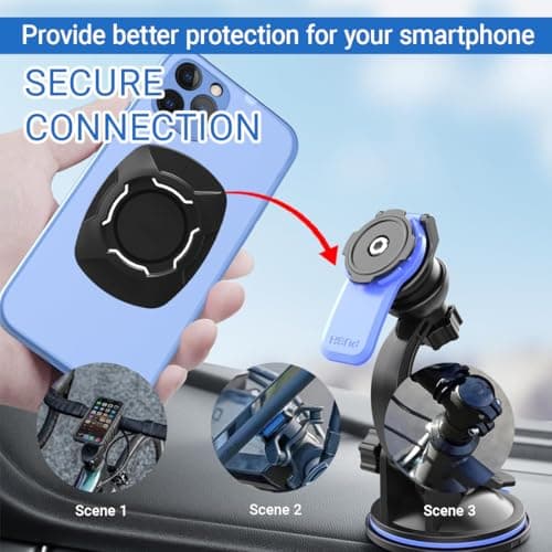 GXGM Adaptateur universel Quad Lock - Fixation rapide pour smartphones, motards et cyclistes - Para tout véhicule et acc