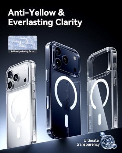 NIMASO Coque Transparente pour iPhone 17 Pro | Protection Antichoc Militaire & MagSafe Compatible | Anti-Jaunissement &
