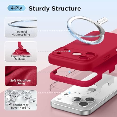 SURPHY Coque AntichociPhone 17 Pro Max Silicone Liquide Rouge Global Recycled Standard Antichoc Magnétique