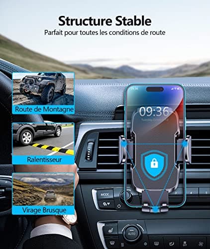Glangeh Support Telephone Voiture Voiture Compatible iPhone 17 Pro Max, Rotatif 360°, Prix Concis (2025 Clip Amélioré)