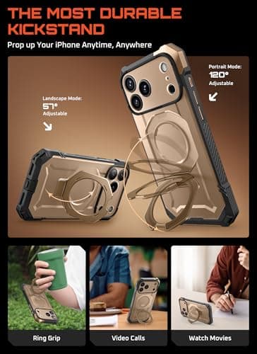 SUPCASE Coque MagSafe iPhone 17 Pro [Protection Militaire] [Support Métal Réglable] (UB Grip) Coque Magnétique Robuste p