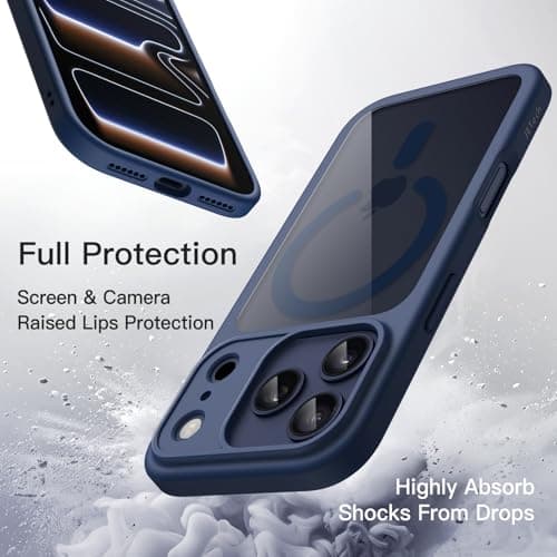 JETech Coque Magnétique Magnifique pour iPhone 17 Pro Max 6,9 Pouces, Étui Housse Antichoc Compatible MagSafe (Bleu Fonc