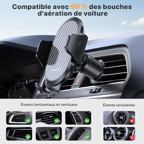 Miracase 2025 Très Stable TéLéPhone Voiture pour Grille D'aération, Compatible 360° Mains Libres GPS 4-7.2" SmartphoneṢ