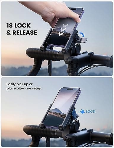 Support Téléphone Vélo Lamicall Rotation à 360°, Pince de Guidon à Dégagement Rapide pour iPhone 17/16/15/14/13/12 Pro M
