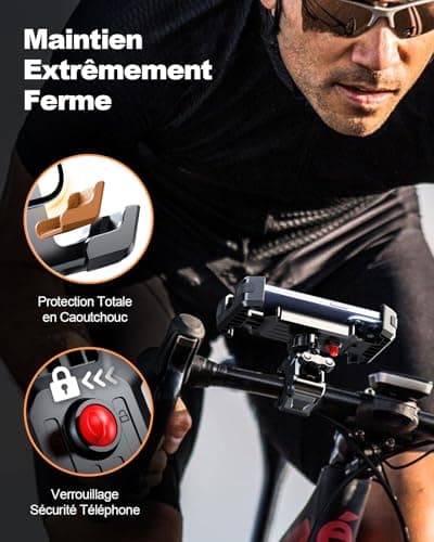 CIRYCASE Installation 3S & Anti-Vibration Ultime Support Téléphone Velo, Pince de Guidon Robuste pour Moto, 360° Rotatio