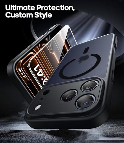 Magnétique Coque FLLAO pour iPhone 17 Pro Max Noir | Protection Totale MagSafe 2 Verre Trempé | Arrière Mat Antichoc Glo