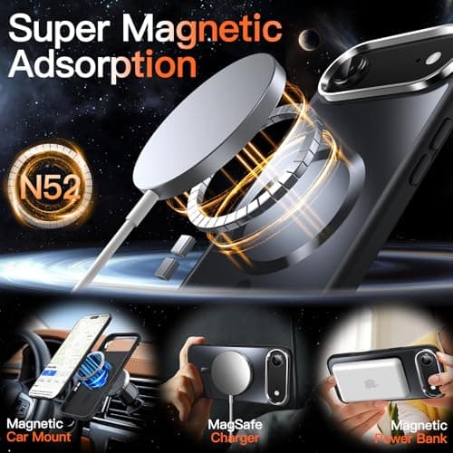 JETech Coque Magnétique Noir iPhone 17 Air MagSafe Luxe Antichoc Galvanisée