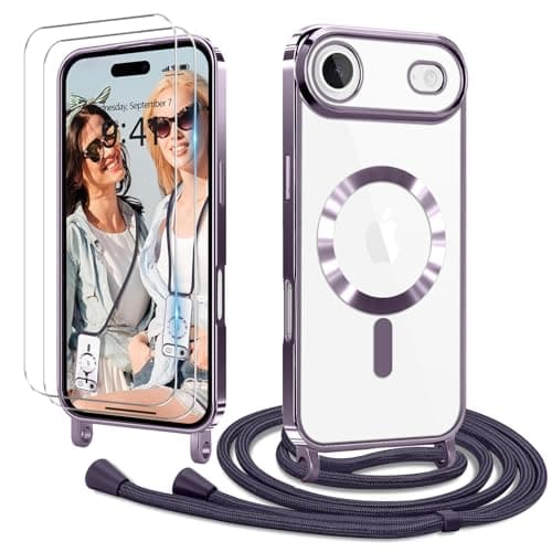 Coque Etanger pour iPhone 17 Violet avec Cordon Magnetique & 2×Verre Trempé — Violet