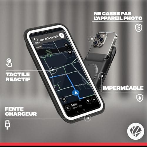 Shapeheart Support telephone moto innovant, magnétique et étanche, compatible tous téléphones, pour motards polyvalent