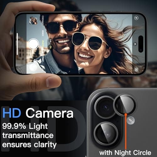 JETech Protecteur d'Objectif de Caméra pour iPhone 17 - Protection Visible, Ajustement Exact 1:1, Coque d'Essaim Métalli