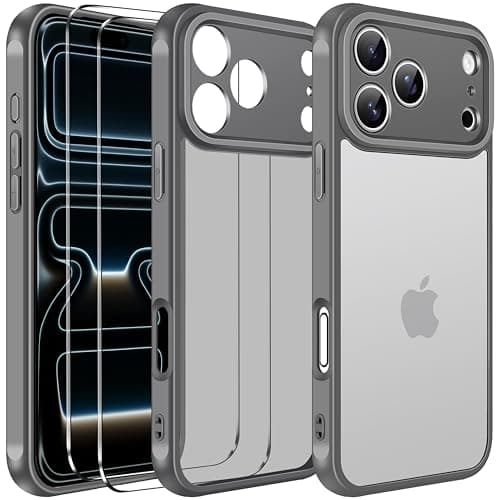 Anti-Jaunissement Clair Coque Ivoler pour iPhone 17 Pro Max | Protection Militaire Antichoc | Verre Trempé Transparent — Gris