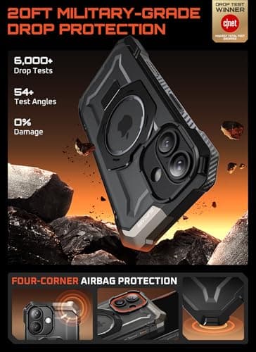 Coque SUPCASE pour iPhone 17 avec Support Métal Réglable et protection militaire Noir