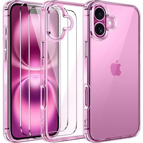 Anti-Jaunissement Clair Coque Ivoler pour iPhone 17 Pro Max | Protection Militaire Antichoc | Verre Trempé Transparent — Rose