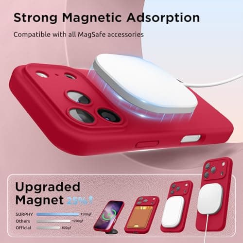 SURPHY Coque AntichociPhone 17 Pro Max Silicone Liquide Rouge Global Recycled Standard Antichoc Magnétique