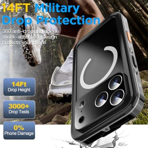 Coque étanche AICase iPhone 17 Pro, MagSafe, étanche à l'eau et à la neige, IP68, protection intégrale 360°

Coque étanc