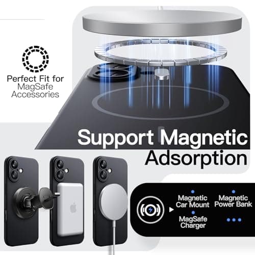 JETech Coque Magnétique Fine pour iPhone 17 6,3 Pouces Noir  
JETech Coque Magnétique Compatible MagSafe pour iPhone 17