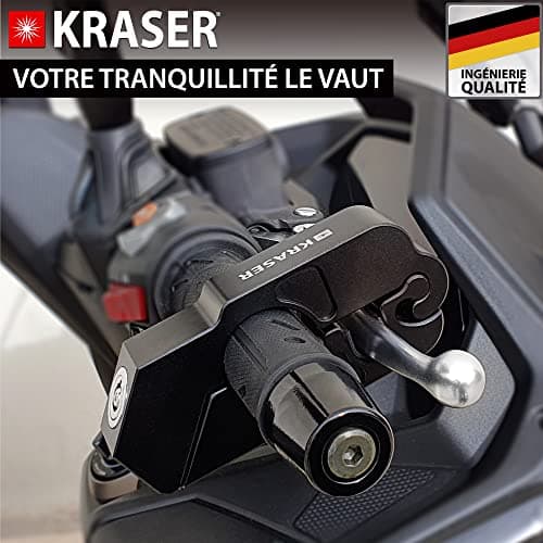 KRASER KR720B Antivol Guidon Moto Sécurité Bloque Levier Frein Clic de Fermeture
