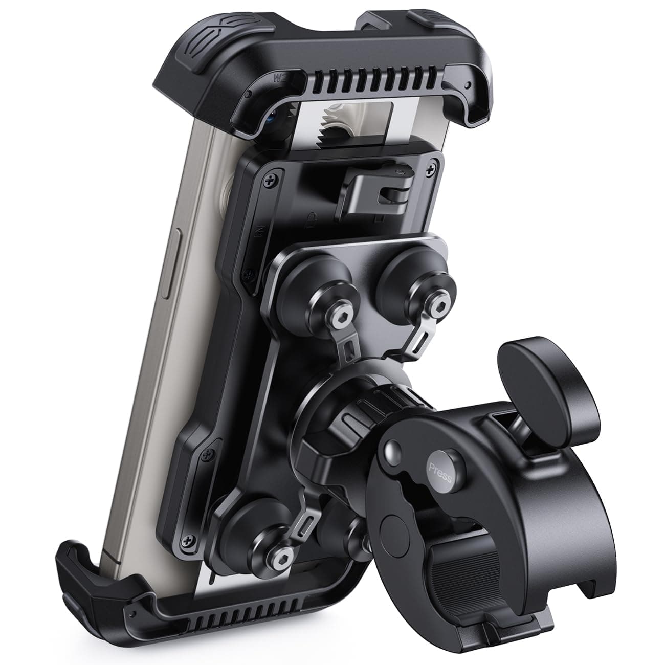 Support Téléphone Moto Lamicall Anti-Vibration 360° Rotation, 1S Libération, Compatible iPhone 17-13, Huawei, 4,7-6,8" S