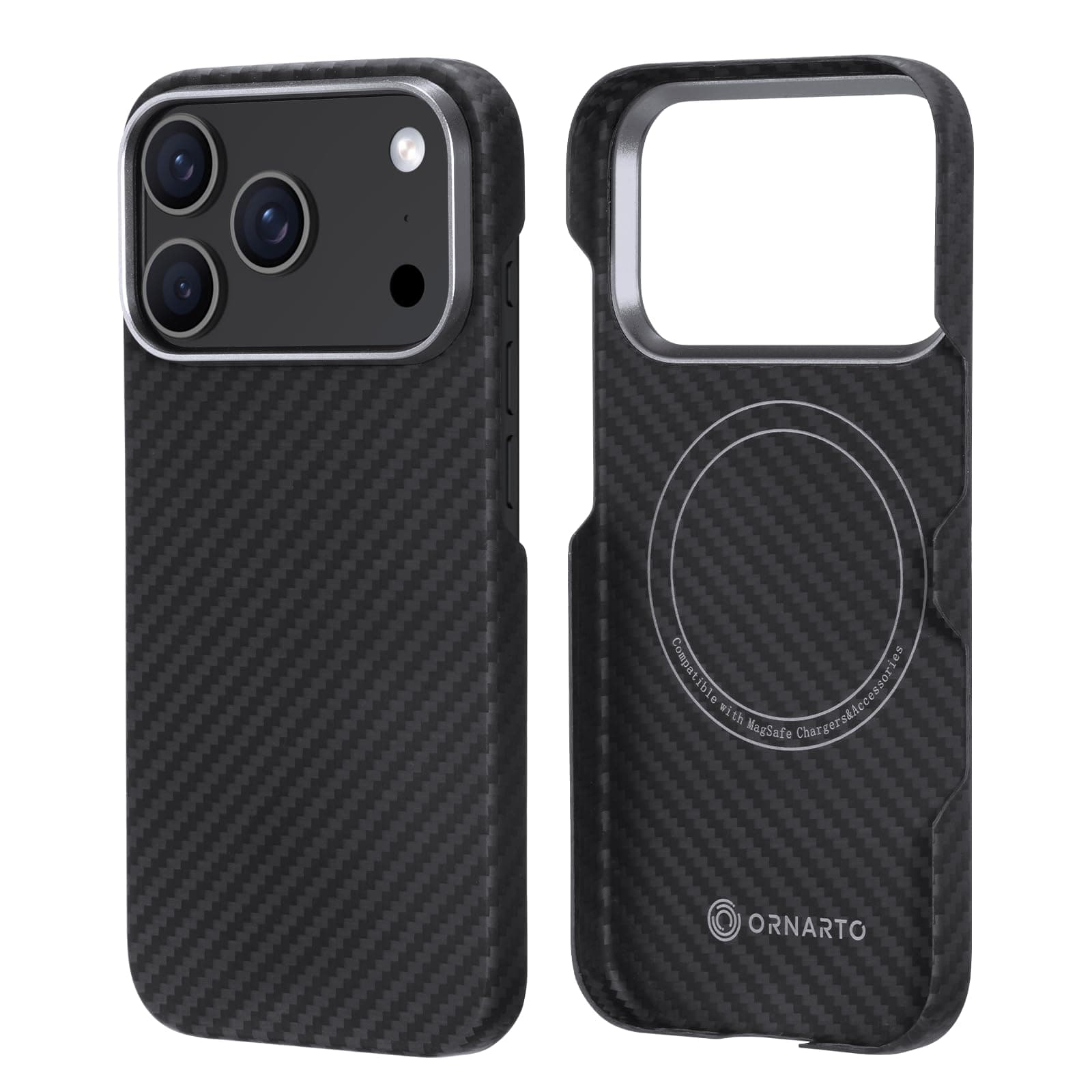 ORNARTO Coque pour iPhone 17 Pro Noir | Compatible MagSafe | Protection Militaire Antichoc | Anti-Rayures et Texture Ant