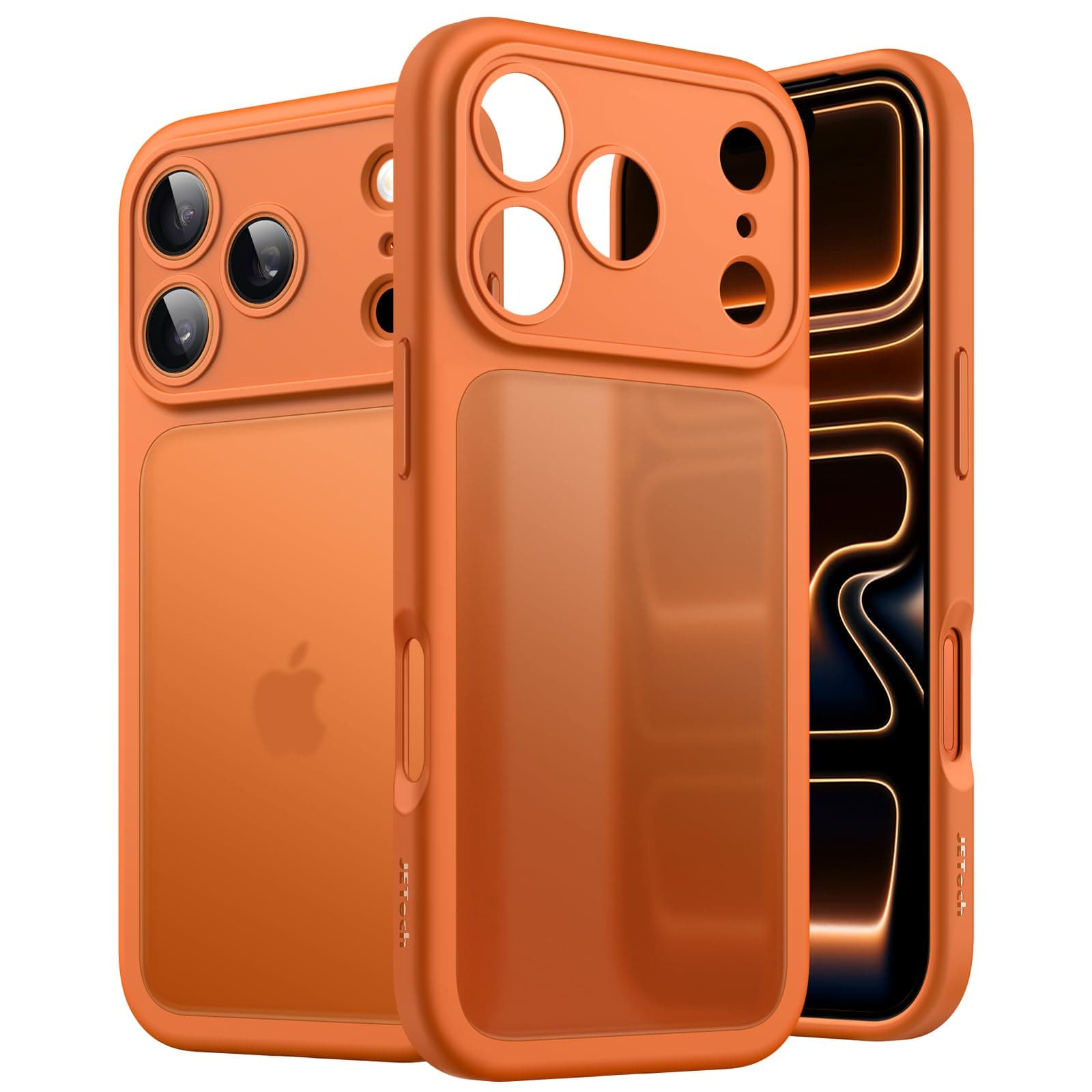 JETech Coque Mat Militaire iPhone 17 Pro, Protection contre les Chutes et Caméra pour 6,3 Pouces (Orange)