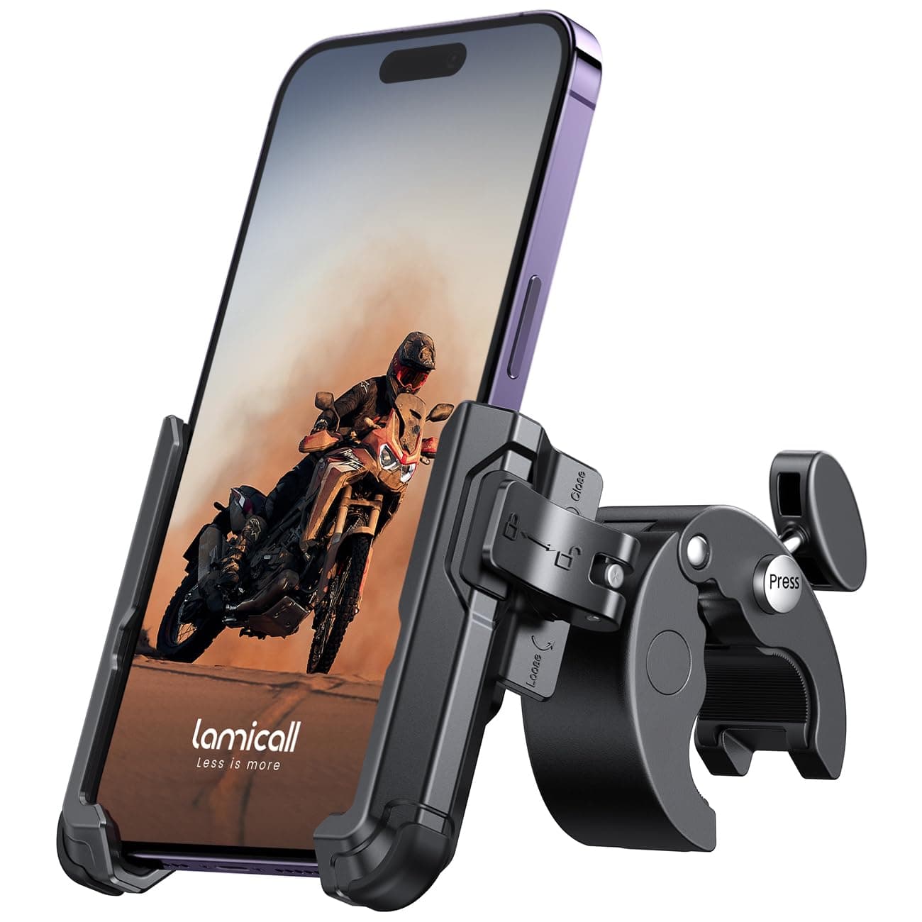 Support Téléphone Vélo Lamicall Rotation à 360°, Pince de Guidon à Dégagement Rapide pour iPhone 17/16/15/14/13/12 Pro M