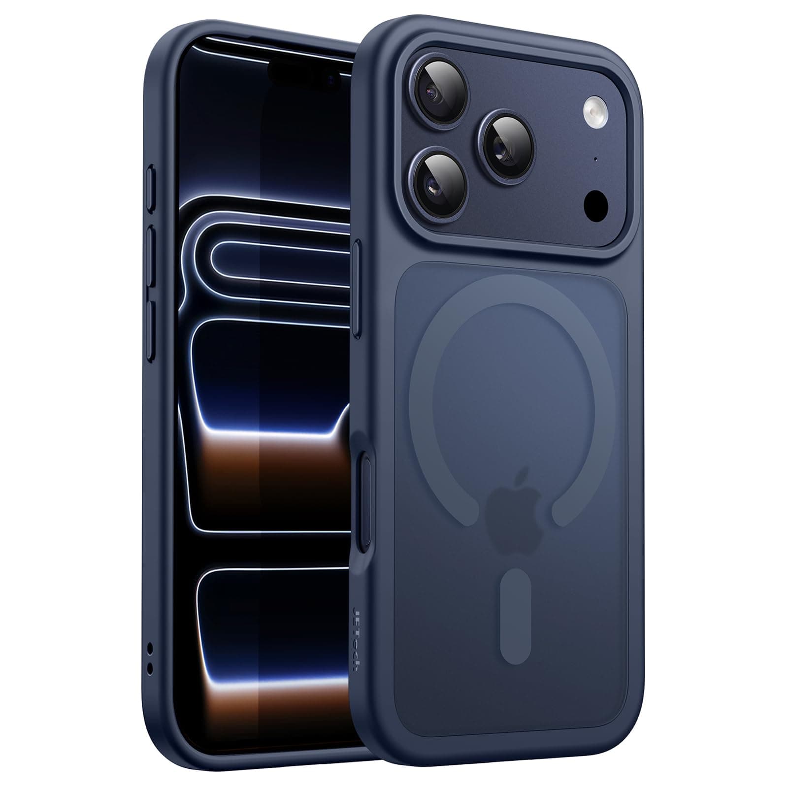 JETech Coque Magnétique pour iPhone 17 Pro Étui Housse Translucide Dos Mat Anti-Chocs (Bleu Foncé) Compatible MagSafe