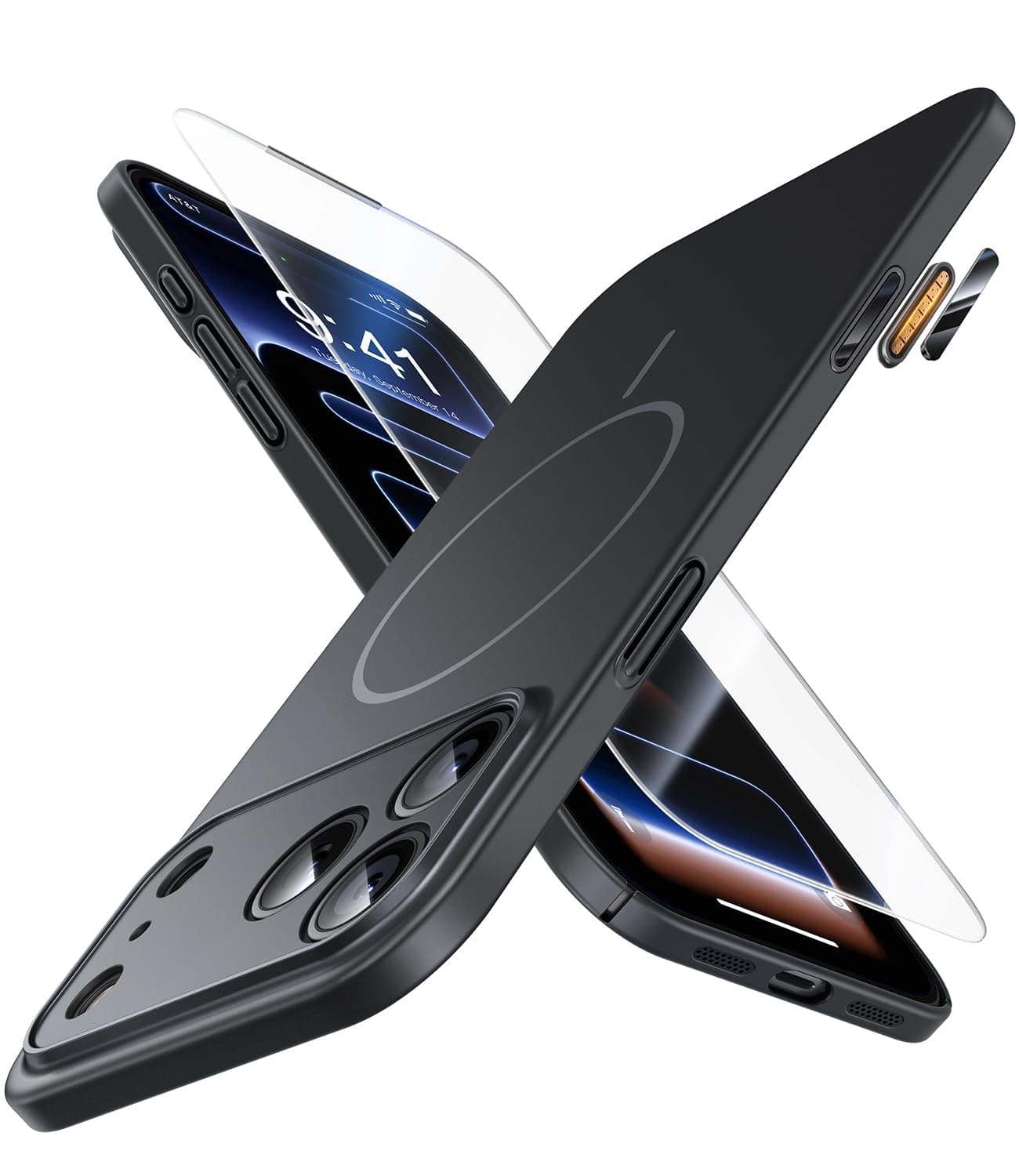 Coque JUESHITUO Ultra Fine pour iPhone 17 Pro Max Magsafe - Protection Lentille et Bouton Caméra, Antipoussière, Ultralé