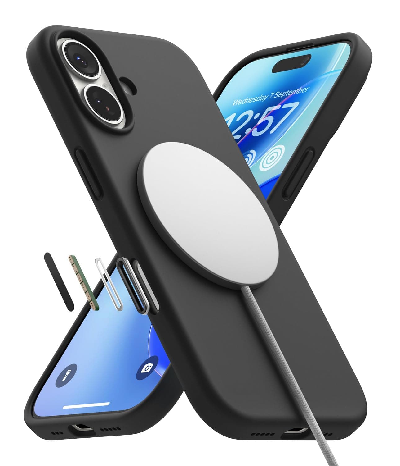 Ringke Coque Magnétique Silicone iPhone 17 Black Populaire Mince Étui Protection Magnétique Silicone Fine