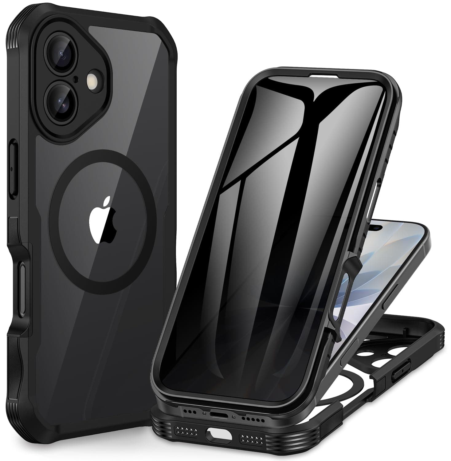 CENHUFO Magnétique Anti Espion Coque Magnétique iPhone 17 Noir - Protection écran et Caméra, Compatible MagSafe, 9H Dura