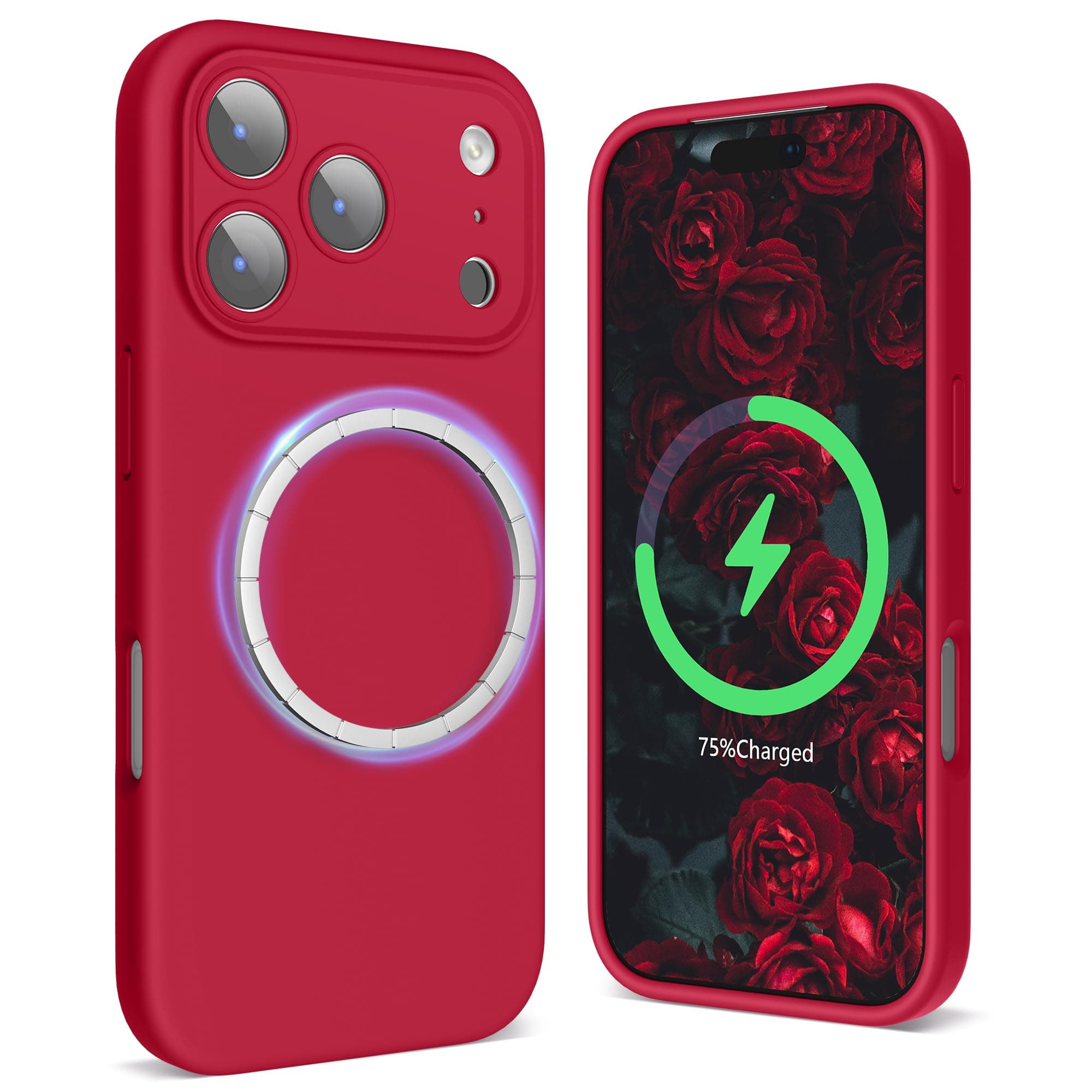 SURPHY Coque AntichociPhone 17 Pro Max Silicone Liquide Rouge Global Recycled Standard Antichoc Magnétique