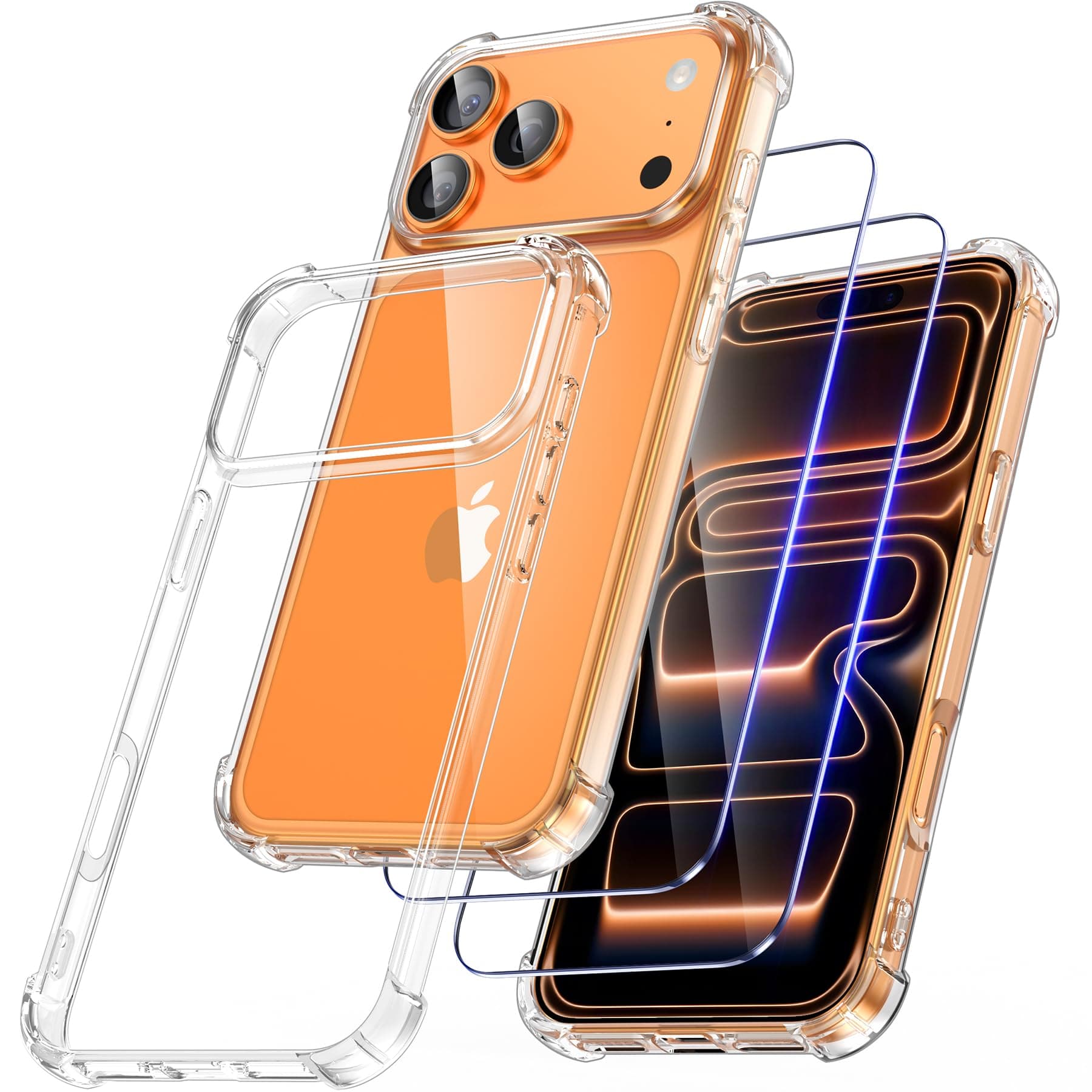 FLLAO Coque 4 en 1 pour iPhone 17 Pro | Verre Trempé x2 & Coussin d'Air IntÉgrÉ | Protection Antichoc & Antirayures | Ho