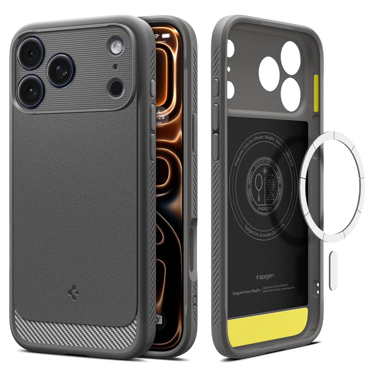 Spigen Coque Rugged Armor MagFit pour iPhone 17 Pro Max - Robuste, Protection Militaire, Gris