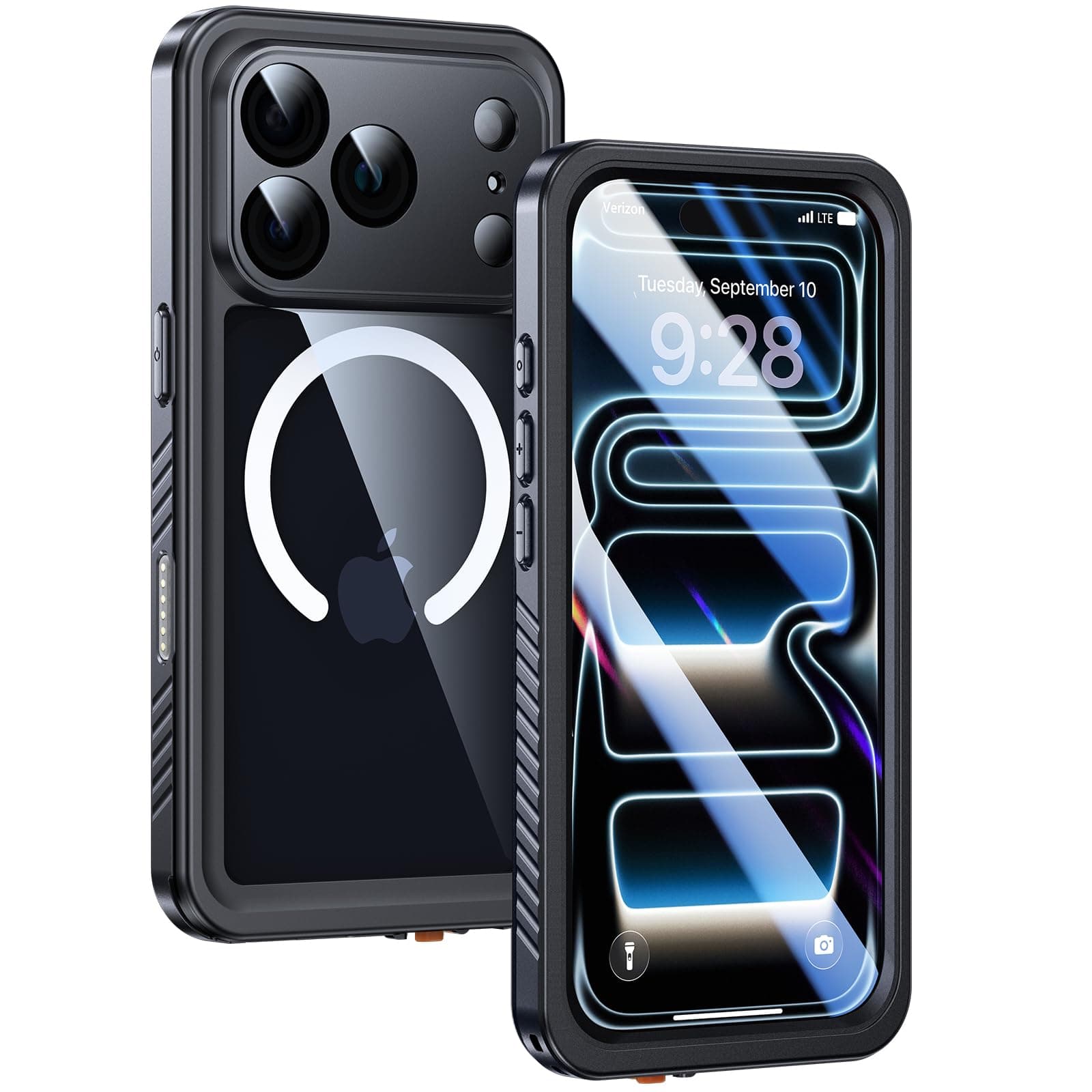 Lanhiem Coque Étanche IP68 pour iPhone 17 Pro Noir - Antichoc Incassable, Incrétinisable [Compatible Mag-Safe] Chantier