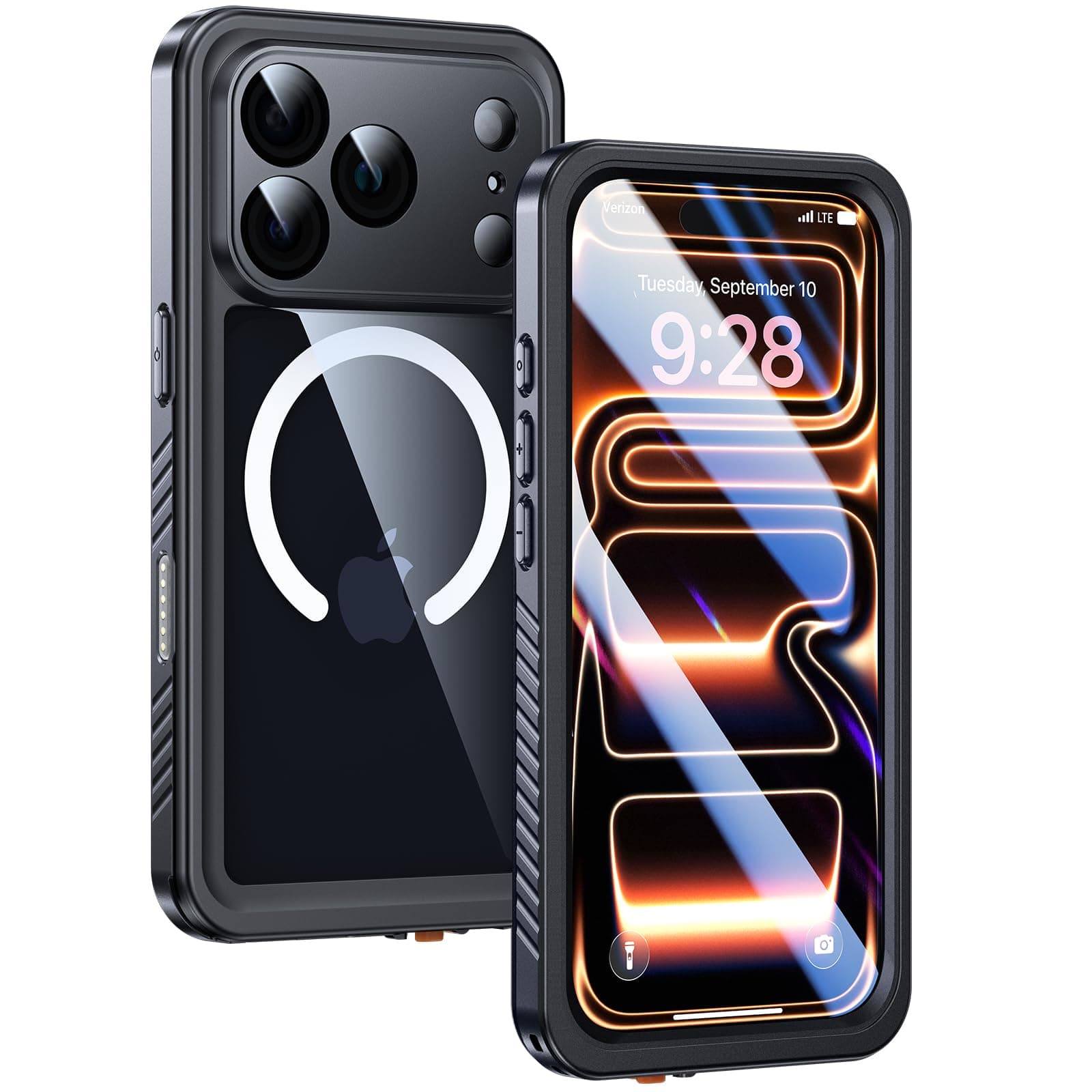 Lanhiem Coque Étanche IP68 iPhone 17 Pro Max Militaire Chantier - Antichoc Incassable Protection Écran+Camera Noir