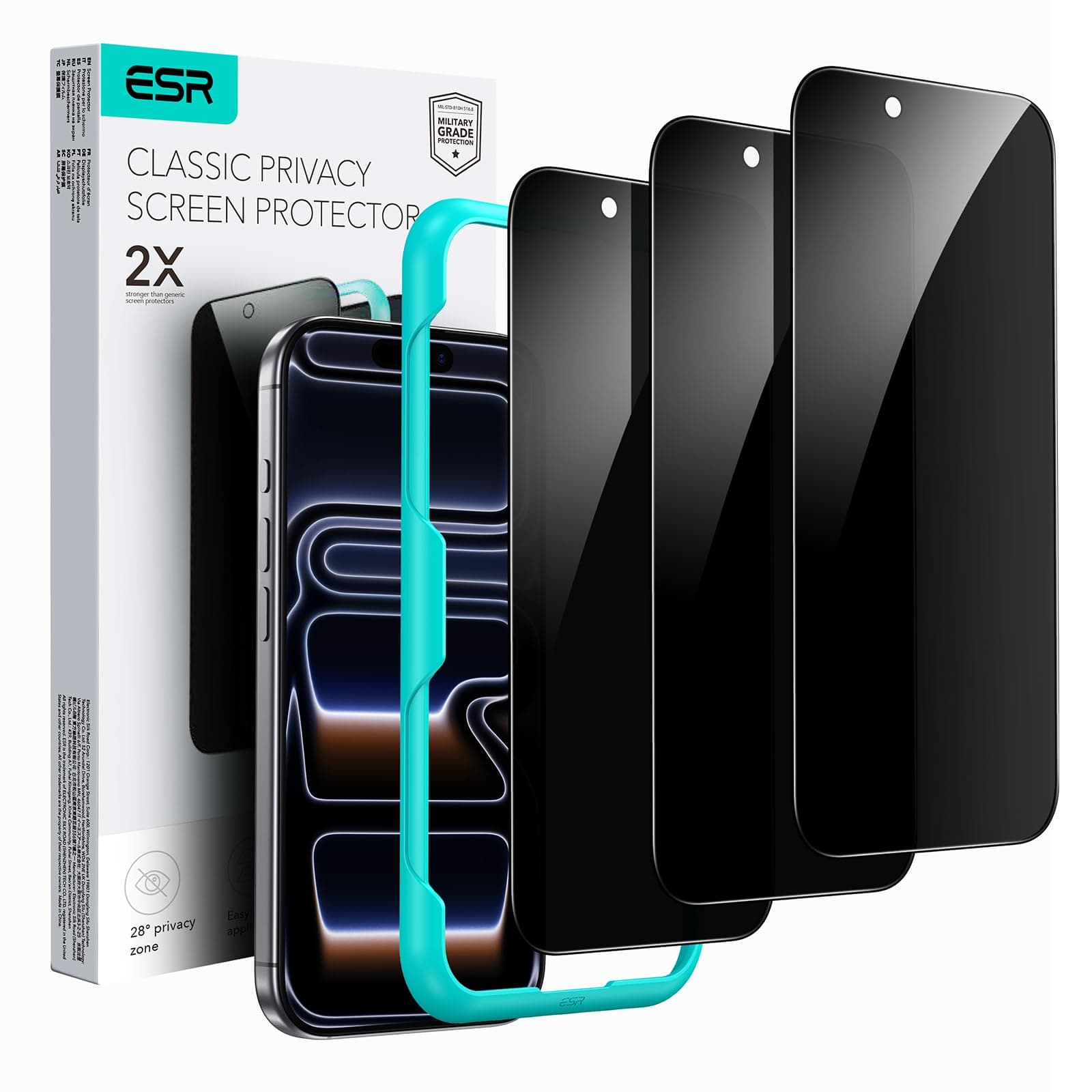 Verres Trempés ESR Anti-Espion iPhone 17 Pro, Protection Militaire, Lot de 3