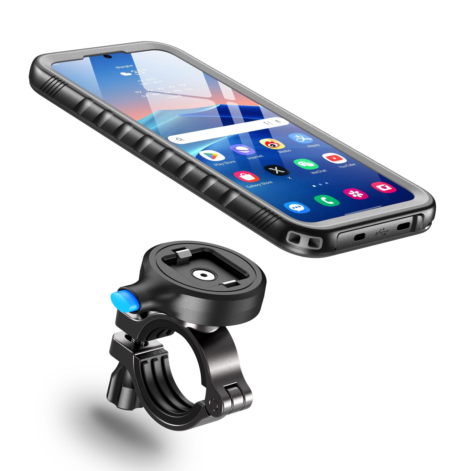 Cozycase Support Velo Moto Etanche pour Samsung Galaxy S25 - Support Anti Vibration Metal Telephone Pluie S25 Bike Holde