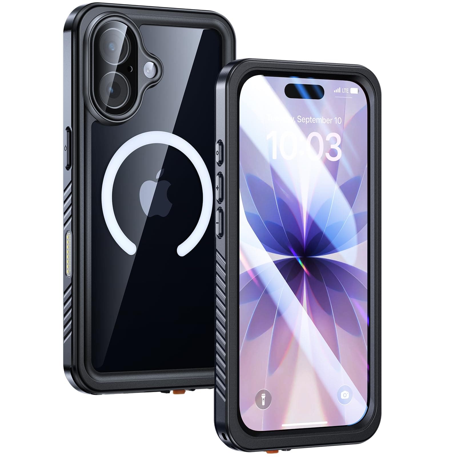 Coque Lanhiem IP68 Waterproof Étanche pour iPhone 17 - Noir | Antichoc 360° Incassable| Protection Écran + Caméra| Compa