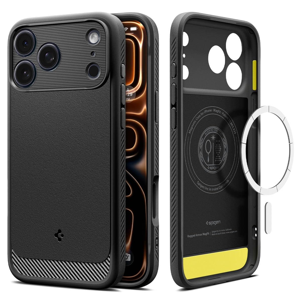 Coque Spigen Rugged Armor MagFit pour iPhone 17 Pro - Robuste et Test de Chute Niveau Militaire - Noir Mat