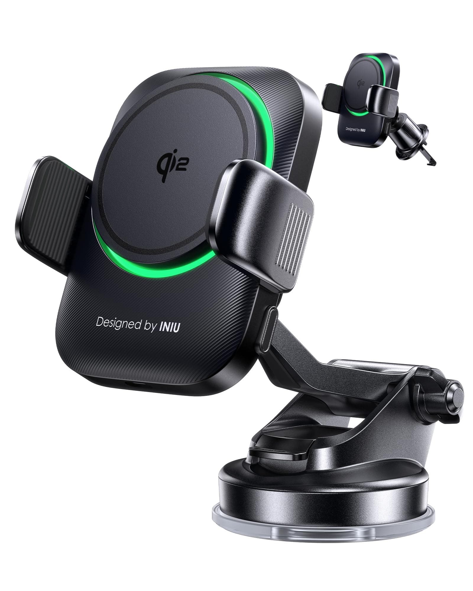 Chargeur Sans Fil INIUpour Voiture Compatible iPhone 17 16 15 14 13 Séries, Chargement Rapide Qi2 15W, Rotation 360°