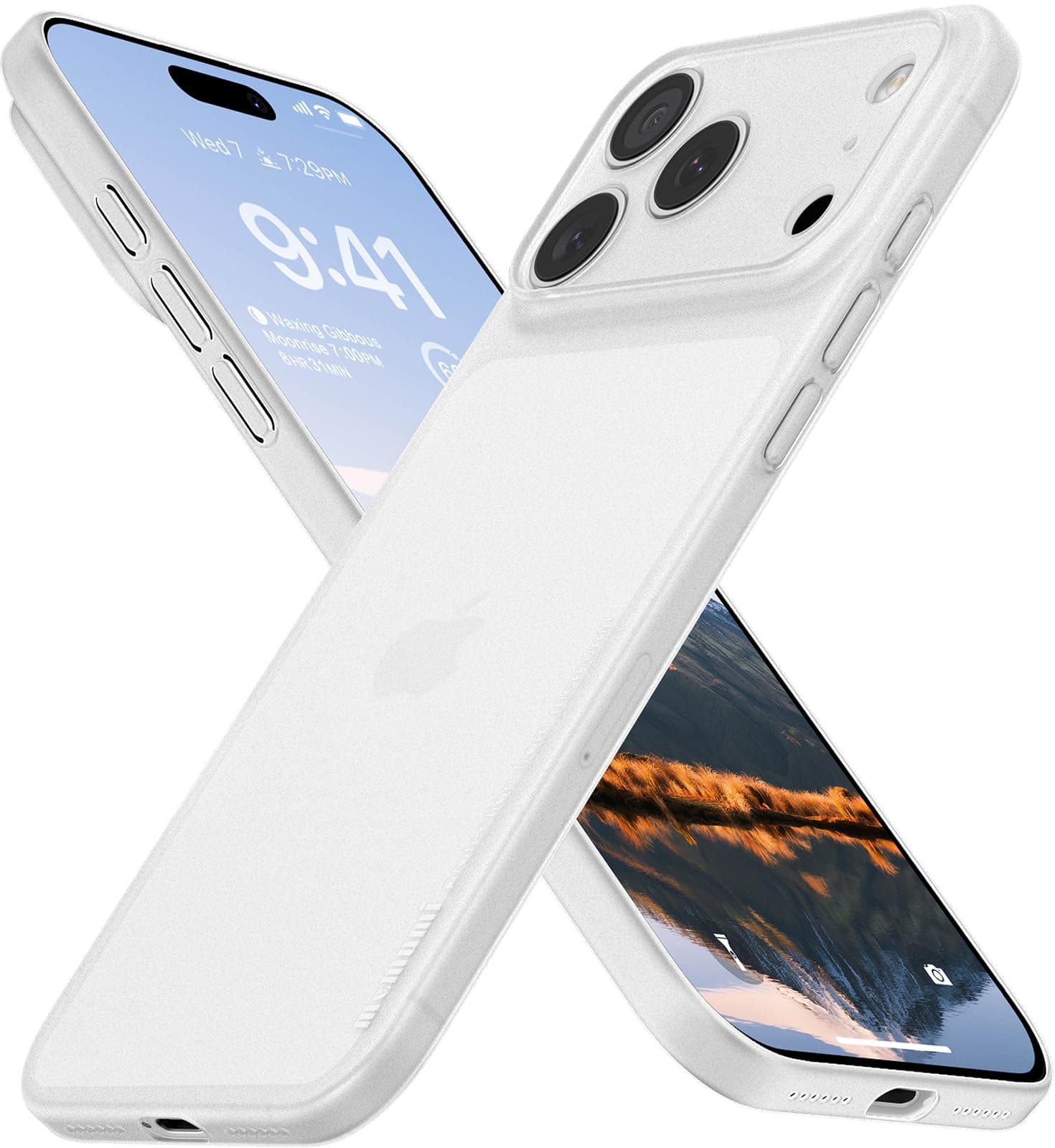 Coque memumi Résistante aux Chocs pour iPhone 17 Pro - Trans-Blanc Ultra Mince 0.3 mm Mat Định hình Phoque Tunisien Anti