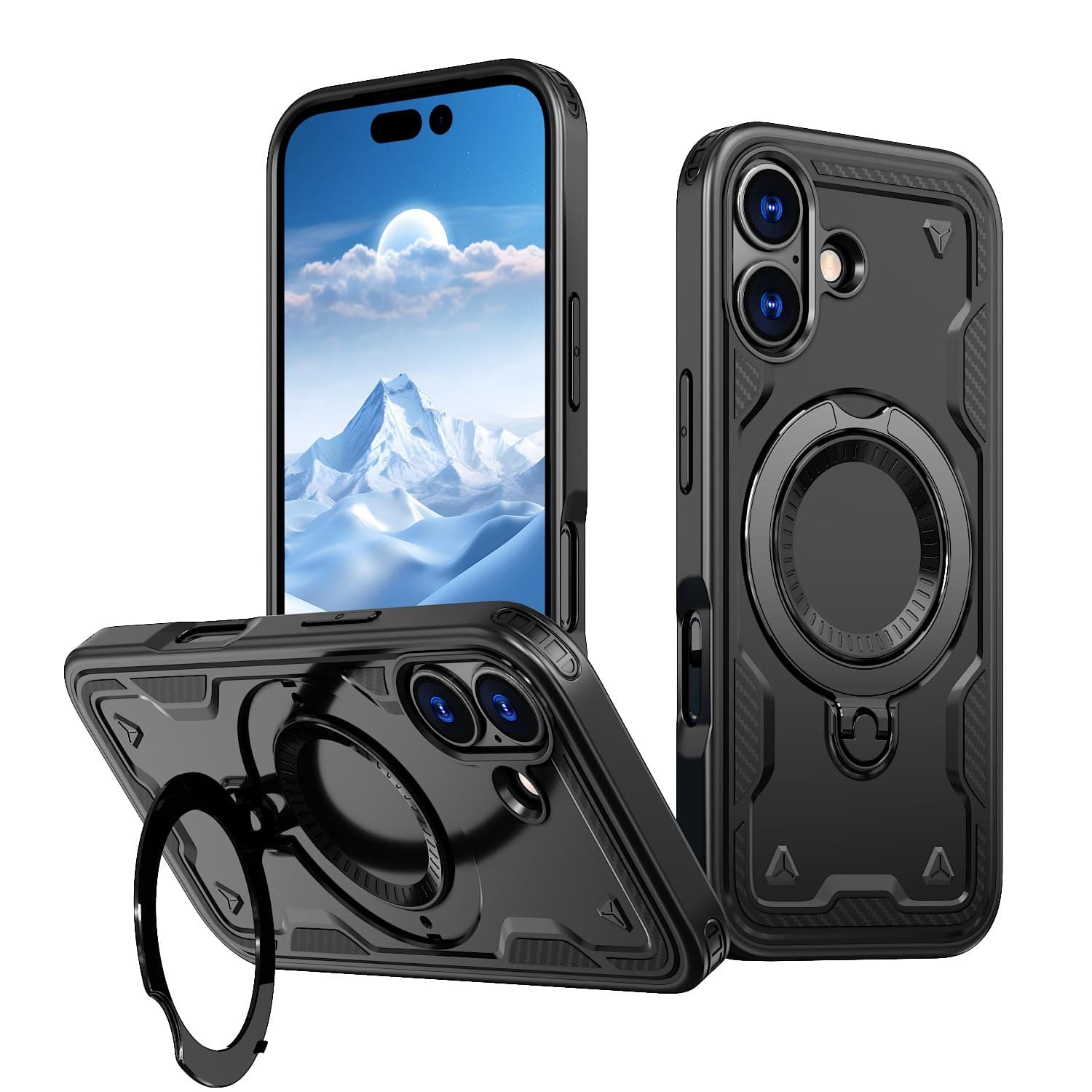 PanXCase Coque Étui Armor Métallique Anneau Magnétique pour iPhone 17 - Protection Anti-Choc Grade Militaire Armée (Blac