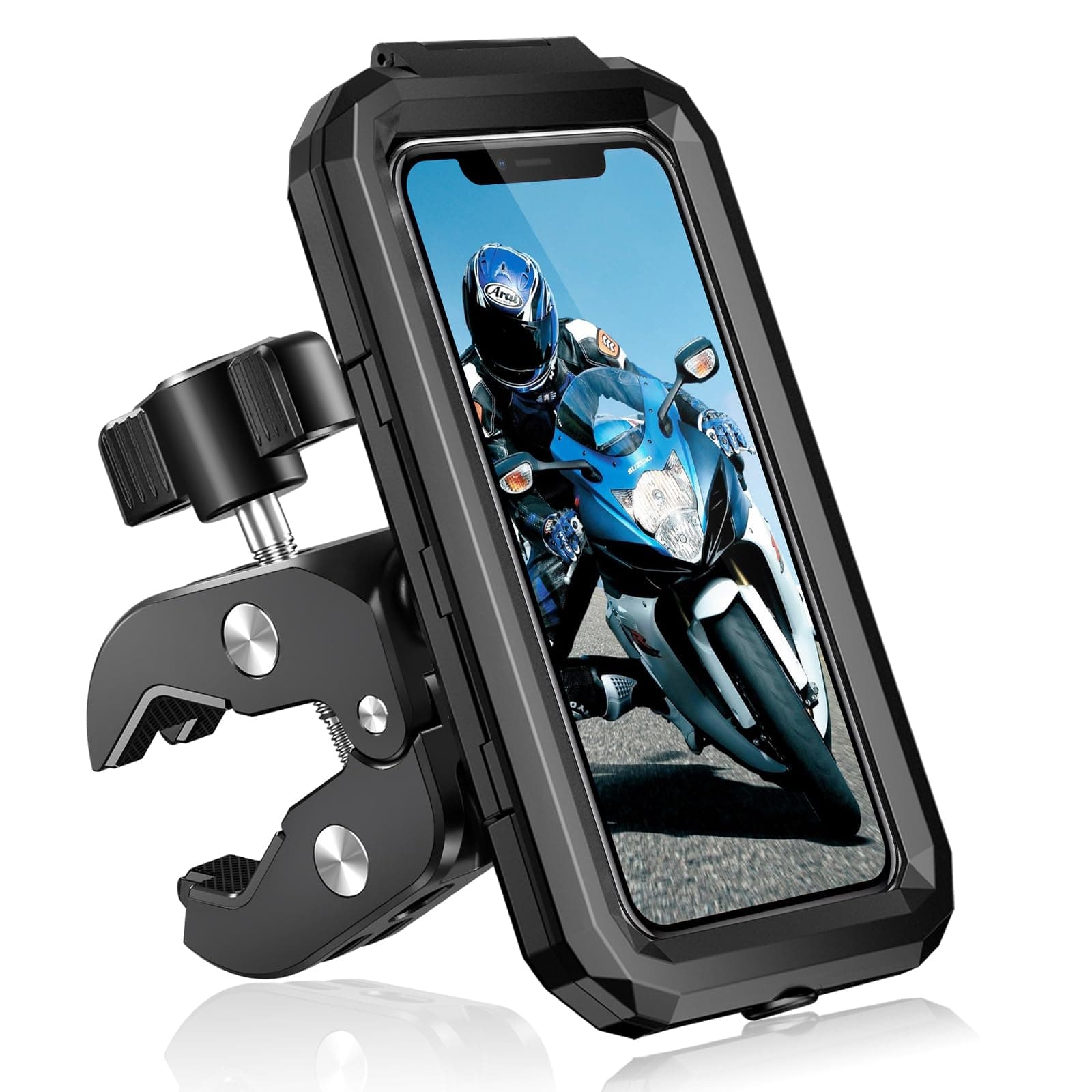 BTNEEU Support Téléphone Moto Étanche pour Vélo et VTT 360° Rotation et Anti Vibration 5,5-7,0 Pouces Smartphones