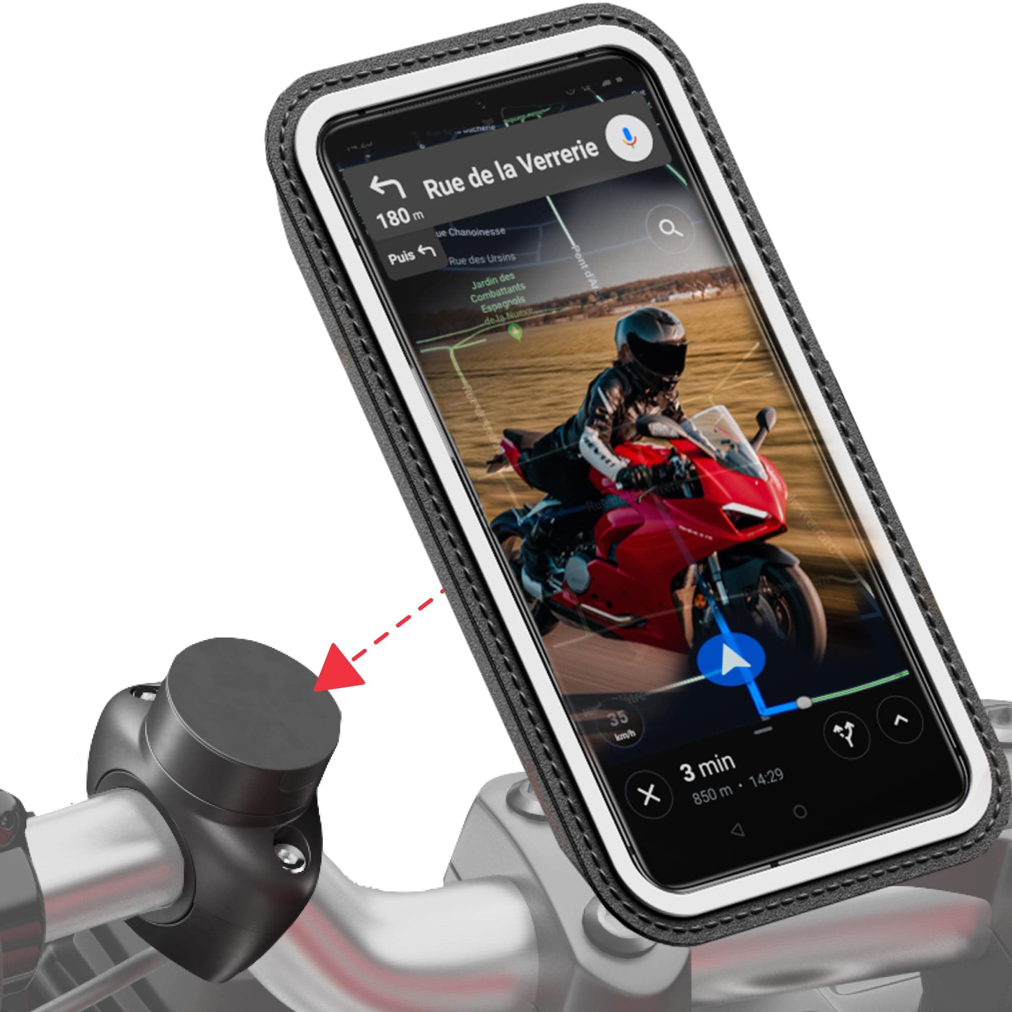 Shapeheart Support Telephone Moto magnétique Pro antivibrations, Porte-guido universel, Pochette imperméable détachable