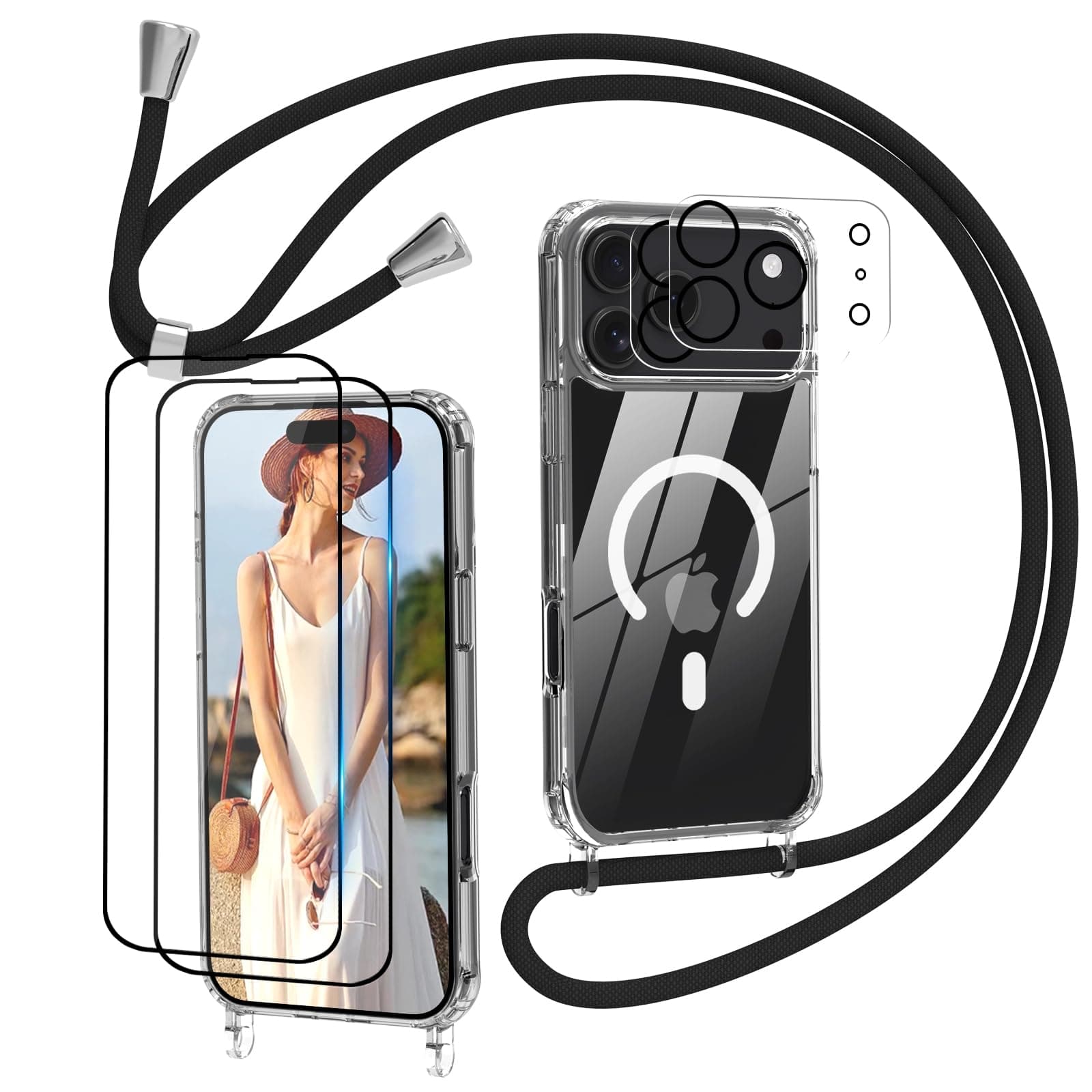 Nupcknn Magnétique Coque iPhone 17 Pro Max Magsafe | Protection Complète 2 Verres Trempés & 2 Caméras | Transparent Coll