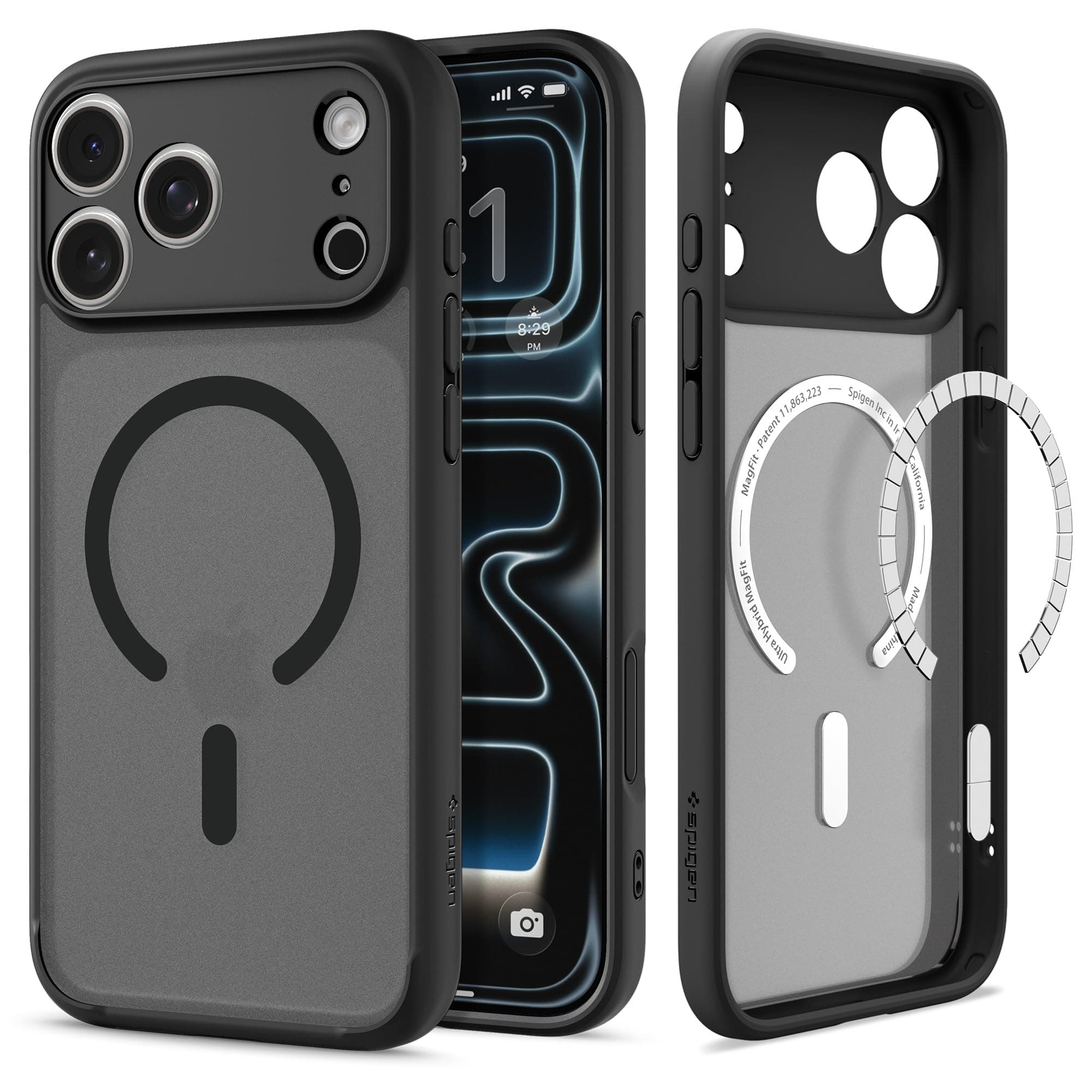 Coque Spigen DuraClear pour iPhone 17 Pro - Ultra Hybrid MagFit Frost Noir Qualité Signature