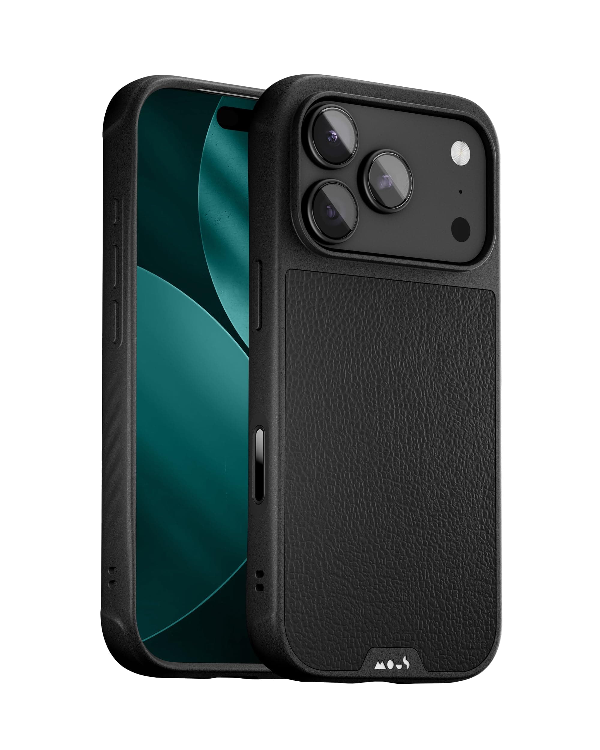 Coque Magnétique Mous pour iPhone 17 Pro - Protection Caméra, Qi2 MagSafe, Noir Véritable Cuir - Antichoc et Anti-Rayure