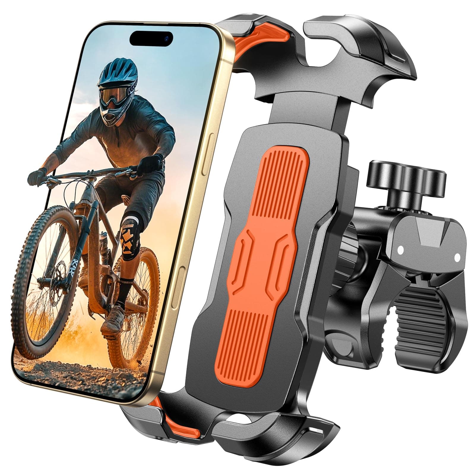 Rolgno Support Telephone Velo Libération Rapide & Rotation 360° Porte Téléphone Moto Verrouillage Sûr pour Smartphones |