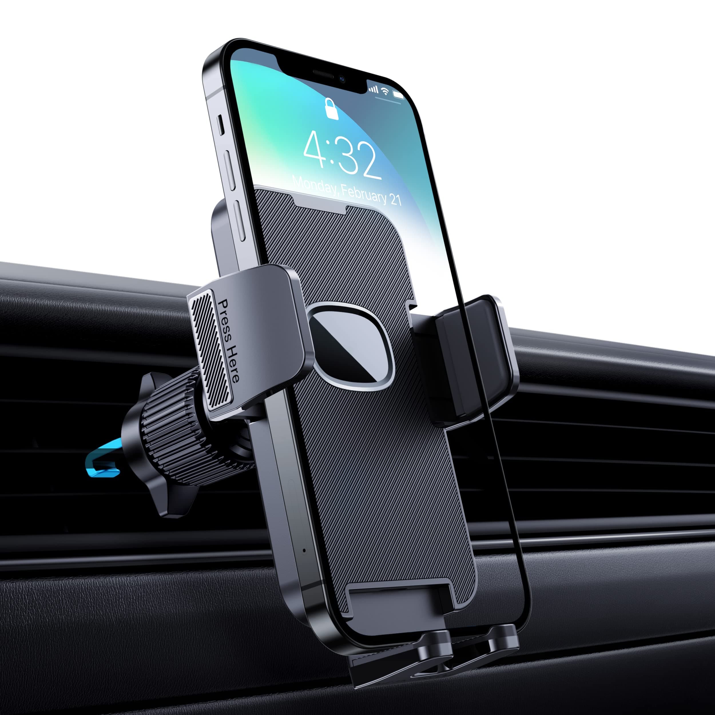 Support Téléphone Voiture de Qualité Militaire Porte Téléphone Rotatif à 360 Degrés pour Grille D'aération de Voiture (N